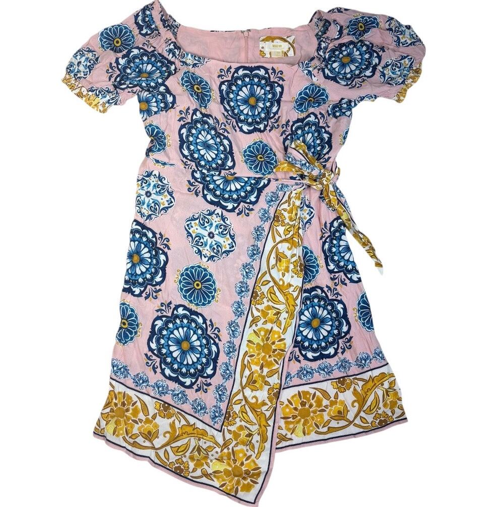 MAEVE ANTHROPOLOGIE BOHO PINK PAISLEY FLORAL DRESS SIZE 16